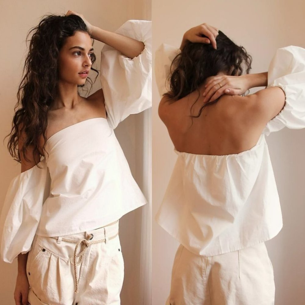 SOLD Free People Mare Mare Piera Cotton Top Size Medium White NWOT - Picture 1 of 12